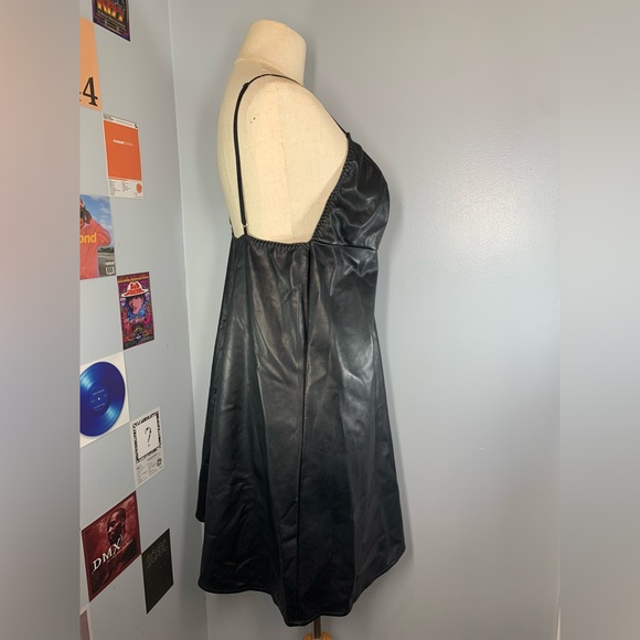 Black Leather Mini Dress Victoria’s Secret Faux Leather Dress Large - Picture 6 of 7